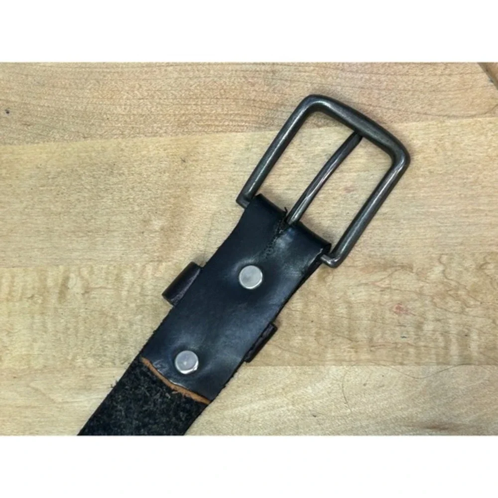 Belt Mens XXL Black Genuine Leather Casual Rugged Single Prong‎ Buckle Work